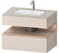 Lavabo empotrado Duravit Collection One con base de lavabo consola, 800x550x600mm, hueco de roble jaspeado, QA4785055910010, Color: Gris topo mate/con iluminaciÃ³n de nicho