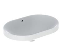 Lavabo empotrado Geberit VariForm elíptico, 600x400mm, sin agujero para grifo, con rebosadero, 500729002, Color: Blanco, con KeraTect - CM