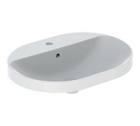 Lavabo empotrado Geberit VariForm elíptico, 600x450mm, con agujero para grifo, con rebosadero, 500733002, Color: Blanco, con KeraTect - CM
