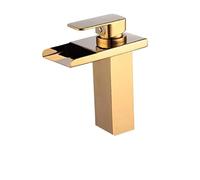 Lavabo en cascada de acero inoxidable, grifo alto y bajo, color negro, for baño de hotel, agua caliente y fría.(Golden)