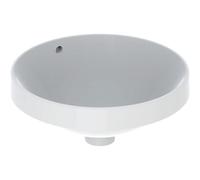 Lavabo encastrado VariForm de Geberit, redondo, 400 mm, sin agujero para grifo, con rebosadero, 500.701.01.2, Color: Blanco