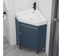 Lavabo esquinero compacto para baño, lavabo de cerámica que ahorra espacio para baños pequeños y decoración moderna