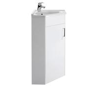 Lavabo esquinero de 1 puerta, 555 mm, color blanco brillante
