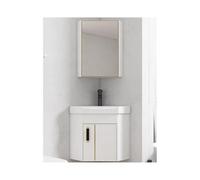 Lavabo esquinero de baño con grifo y desagüe, tocador compacto de cerámica para espacios pequeños, diseño montado en la pared, incluye espejo, fregadero pequeño de esquina de 38 cm