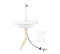Lavabo Esquinero Montado Pared, Pequeño, Triangular, Blanco | Gabinete de Baño, Plástico y Acero Inoxidable, Ahorro de Espacio, Fácil Limpieza, para Balcones y Baños Pequeños