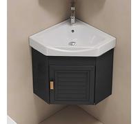 Lavabo esquinero para baño, lavabo montado en la pared con grifo caliente y frío, juego de tocadores de baño compacto para espacios pequeños