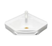 Lavabo esquinero para colgar en la pared, 38 x 20 x 10 cm, ahorro de espacio, color blanco, con tubo de agua y grifo frío para armario de tocador, lavabo de lavado de manos