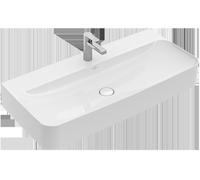 Lavabo Finion de Villeroy & Boch, rebosadero oculto, 1 agujero para grifo, 1000x470mm, 4168ABR7, Color: Negro puro CeramicPlus