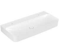 Lavabo Finion de Villeroy & Boch, sin rebosadero, 2 agujeros para grifo, 1000x470mm, 4168A1R1, Color: Cerámica Blanca