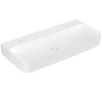 Lavabo Finion de Villeroy & Boch, sin rebosadero, 2 orificios para grifería, parte inferior pulida, 1000x470mm, 41681LRW, Color: Blanco Piedra CerámicaPlus