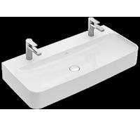 Lavabo Villeroy und Boch Finion 1000x470mm, sin rebosadero, 2 agujeros para grifos, parte inferior pulida, 41681LR1, Color: Cerámica Blanca