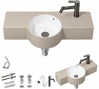 Lavabo flotante para baño con encimera, de pared, lavabo pequeño de pared, lavabo flotante Ceinramaic para baño, para baños pequeños (80cm)
