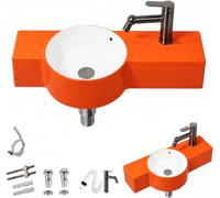 Lavabo flotante para baño con encimera, de pared, lavabo pequeño de pared, lavabo flotante Ceinramaic para baño, para baños pequeños (70cm)