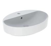 Lavabo Keramag VariForm Countertop oval, 600x450mm, con agujero para grifo, con rebosadero, Color: Blanco - 500.772.01.2