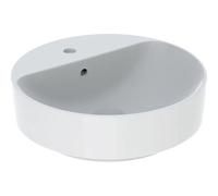 Lavabo Geberit VariForm Countertop redondo, 450mm, con agujero para grifo, con rebosadero, 500769002, Color: Blanco, con KeraTect - CM