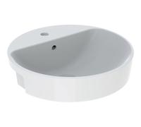 Lavabo Geberit VariForm semisuspendido redondo, 500mm, con agujero para grifo, con rebosadero, 500782012, Color: Blanco - CM