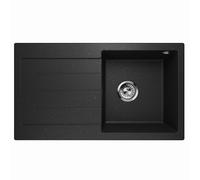 Lavabo Granito Fregadero Escurridor Sifón Master 1.0 Negro Metálico Izquierda