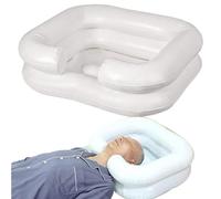 Lavabo inflable para champú - Bandeja portátil negra para lavado de cabello con almohada para el cuello | Bañera de ducha plegable junto a la cama, ayuda de enfermería médica para el cuidado del embar