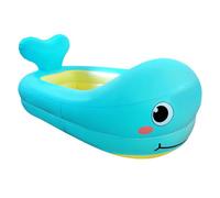 Lavabo inflable para niños pequeños - diseño mini ballena de 1 a 3 años, piscina de baño cómoda llena de aire, soporte acolchado suave, contenedor higiénico ligero y plegable |