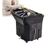 Lavabo Japonés Para Spa Con Tanque De Agua De 60 L,Lavacabezas Móvil Para Salón De Belleza,Lavabo Termostático Con Circulación De Agua,Cabezal De Ducha E Interruptor De Agua Caliente/fría(Black,Set1)