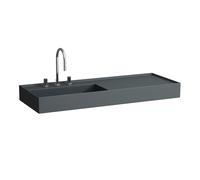 Lavabo LAUFEN Kartell, para montaje bajo encimera, estante a la derecha, 1 orificio para grifo, sin rebosadero, 1200 × 460 mm, H8133327581111, Color: Grafito mate