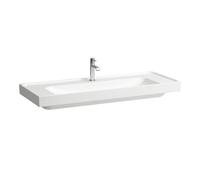 Lavabo LAUFEN Meda, empotrable, 1200x460mm, repisa a ambos lados, 2 agujeros para grifo, sin rebosadero, H8141110001151, Color: Blanco