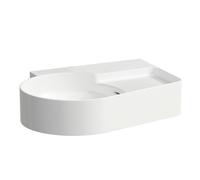 Lavabo LAUFEN VAL, sin agujero para grifo, con rebosadero, 530x400mm, semiseco a la derecha, H8152884001091, Color: Blanco con LCC