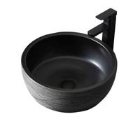 Lavabo Lavabo de cerámica redondo for baño, for interior y exterior, con accesorios Lavamanos