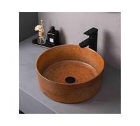 Lavabo Lavabo de encimera redondo vintage, for exterior e interior, for patio y baño, cerámica con accesorios Lavamanos