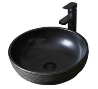 Lavabo Lavabo redondo de encimera for exterior e interior, for patio o baño, cerámica con accesorios Lavamanos