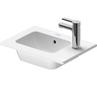 Lavabo manual Duravit ME by Starck Furniture, 1 agujero para grifo, con rebosadero, con banco para grifo, 430 mm, 07234300001, Color: Blanco con Wondergliss