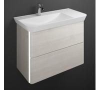 Lavabo mineral burgbad Iveo fundido incl. unidad de vanidad, incl. iluminación de la unidad de vanidad LED, versión derecha, ancho: 1000mm, SFFU100RF2835G0169, Color: Roble Decor Merino / Roble Decor