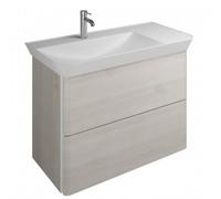 Lavabo mineral de fundición burgbad Iveo incl. unidad de vanidad, versión derecha, ancho: 1000mm, SFEO100RF2835G0161, Color: Roble Decor Merino / Roble Decor Merino, empuñadura vertical Blanco G0161