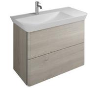Lavabo mineral de fundición burgbad Iveo incl. unidad de vanidad, versión derecha, ancho: 1000mm, SFEO100RF2834G0162, Color: Roble franela / roble franela, tirador vertical gris oscuro G0162