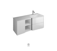 Lavabo mineral fundido burgbad Badu, terciopelo blanco, incl. mueble de baño, ancho 122cm, versión derecha, SFUI122RF5297C0037G0198, Color: Decoración urbana de roble / Decoración urbana de roble, tir