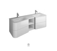 Lavabo mineral fundido burgbad Badu, terciopelo blanco, incl. mueble de baño, ancho 152cm, SFUJ152F3968C0037G0196, Color: Roble decorado óxido / Roble decorado óxido, tirador anodizado antracita G0196