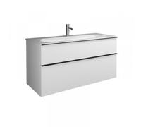 Lavabo mineral fundido burgbad Fiumo con mueble de lavabo, anchura 1220mm, SFXL122F3956G0200, Color: Blanco mate / Blanco mate, mango negro mate G0200