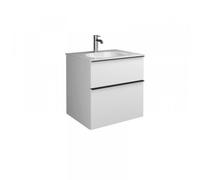 Lavabo mineral fundido burgbad Fiumo con mueble de lavabo, anchura 620mm, SFXL062F3957G0223, Color: Azul hielo mate suave / Azul hielo mate suave, mango blanco mate G0223
