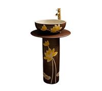 Lavabo moderno con pedestal de cerámica con grifo y kit de drenaje para baño, accesorio de baño elegante y funcional para renovación del hogar