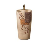 Lavabo moderno con pedestal de cerámica con grifo y kit de drenaje para baño, patio, balcón, diseño elegante y duradero