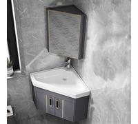 Lavabo Montado en La Pared Combo de Lavabo Esquinero de Baño para Espacios Pequeños, Armario de Almacenamiento Montado en La Pared para Espacios Pequeños(Gray,48cm)