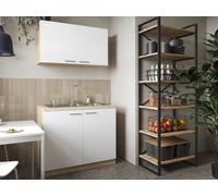 Lavabo Multifunción Cocina 100CM Roble Madera Aserrada Áspera Blanca Merle