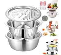 Lavabo Multifuncional de Acero Inoxidable 5 En 1, Juego de Colador, Rallador, Colador Y Escurridor Para Verduras Actualizado En 2026(30cm)