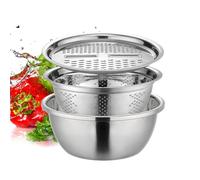 Lavabo multifuncional de acero inoxidable, juego de cuencos para mezclar, juego de lavabo de rallador de cocina, cuenco giratorio de ensalada para picar, rebanar, rallador de alimentos con caja