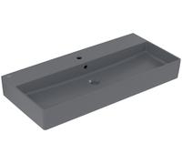 Lavabo mural Memento 2.0 de Villeroy & Boch, 1 agujero para grifo, con rebosadero, sin pulir, 1000x470mm, 4A22A5I4, Color: Grafito, Cerámica Plus