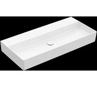 Lavabo mural Memento 2.0 de Villeroy & Boch, 1000 x 470 mm, sin agujero para grifo, sin rebosadero, pulido, 4A221FI4, Color: Grafito, Cerámica Plus