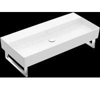 Lavabo mural Memento 2.0 de Villeroy & Boch, 1000 x 470 mm, sin agujero para grifo, sin rebosadero, sin pulir, 4A22A3RW, Color: Blanco Piedra, Cerámica Plus