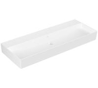Lavabo mural Memento 2.0 de Villeroy & Boch, 1200 x 470 mm, sin agujero para grifo, sin rebosadero, pulido, 4A22CFRW, Color: Blanco Piedra CerámicaPlus