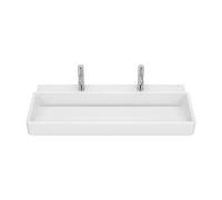 Lavabo Mural Porcelana con Dos Orificios para Grifería 100x43x15cm Blanco Roca
