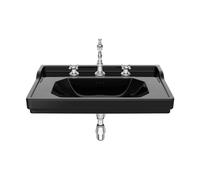Lavabo Mural Porcelana con Tres Orificios Carmen 80x50x22cm Negro Roca